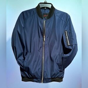 Yi Jian Mei Lightweight Bomber Windbreaker Size Medium Navy Blue Unisex Pockets